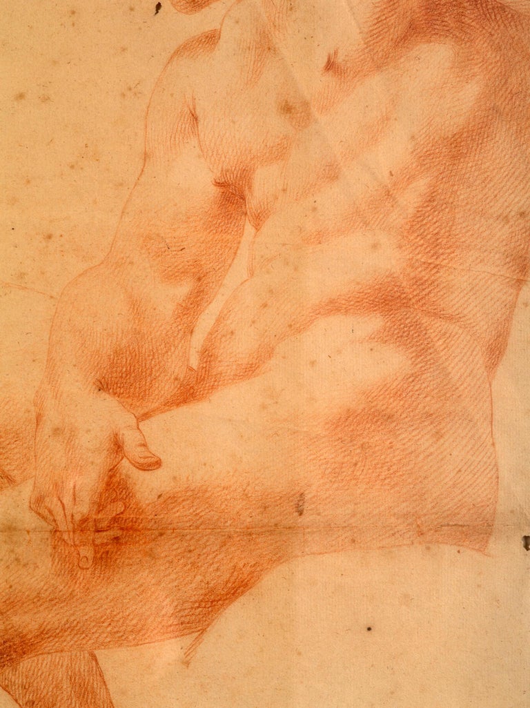 Large Red Chalk Drawing, 18th Century Italian School For Sale 3