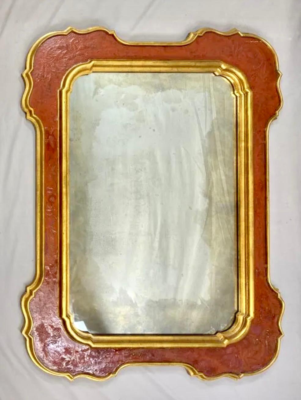 Large Red Chinoiserie Mirror 4