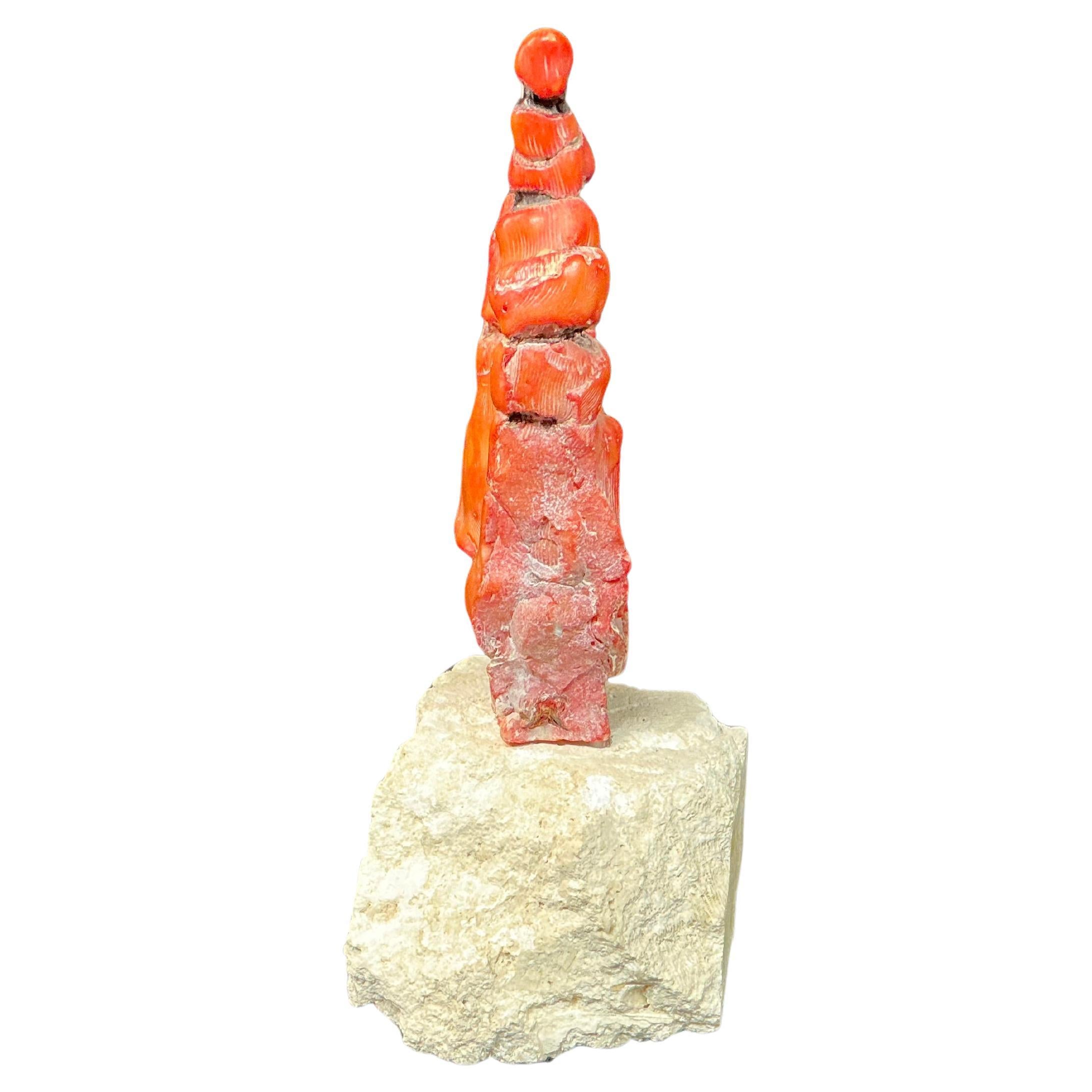 Pietra Grande Branch di corallo rosso su supporto in vendita