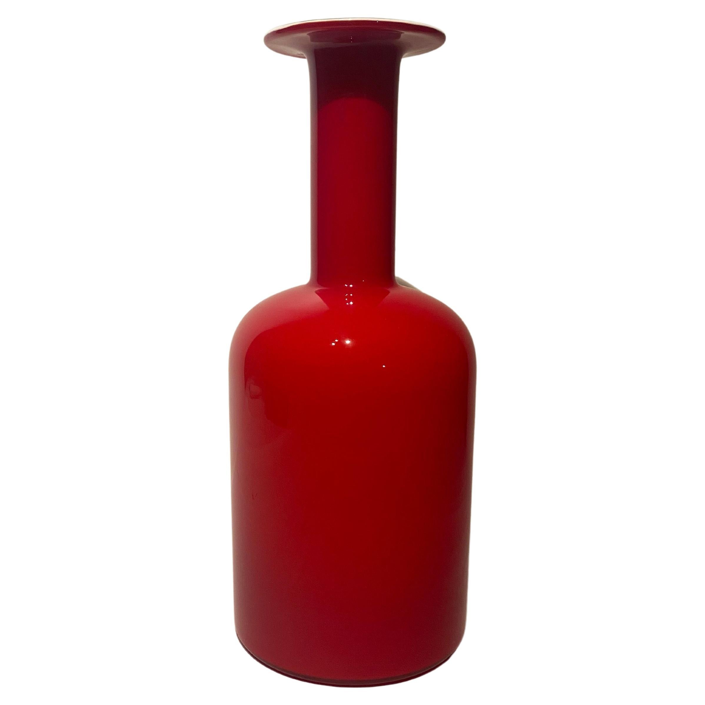 Mid-20th Century Large Red Danish Mid Century  Gulvase by Otto Brauer for Holmegaard For Sale