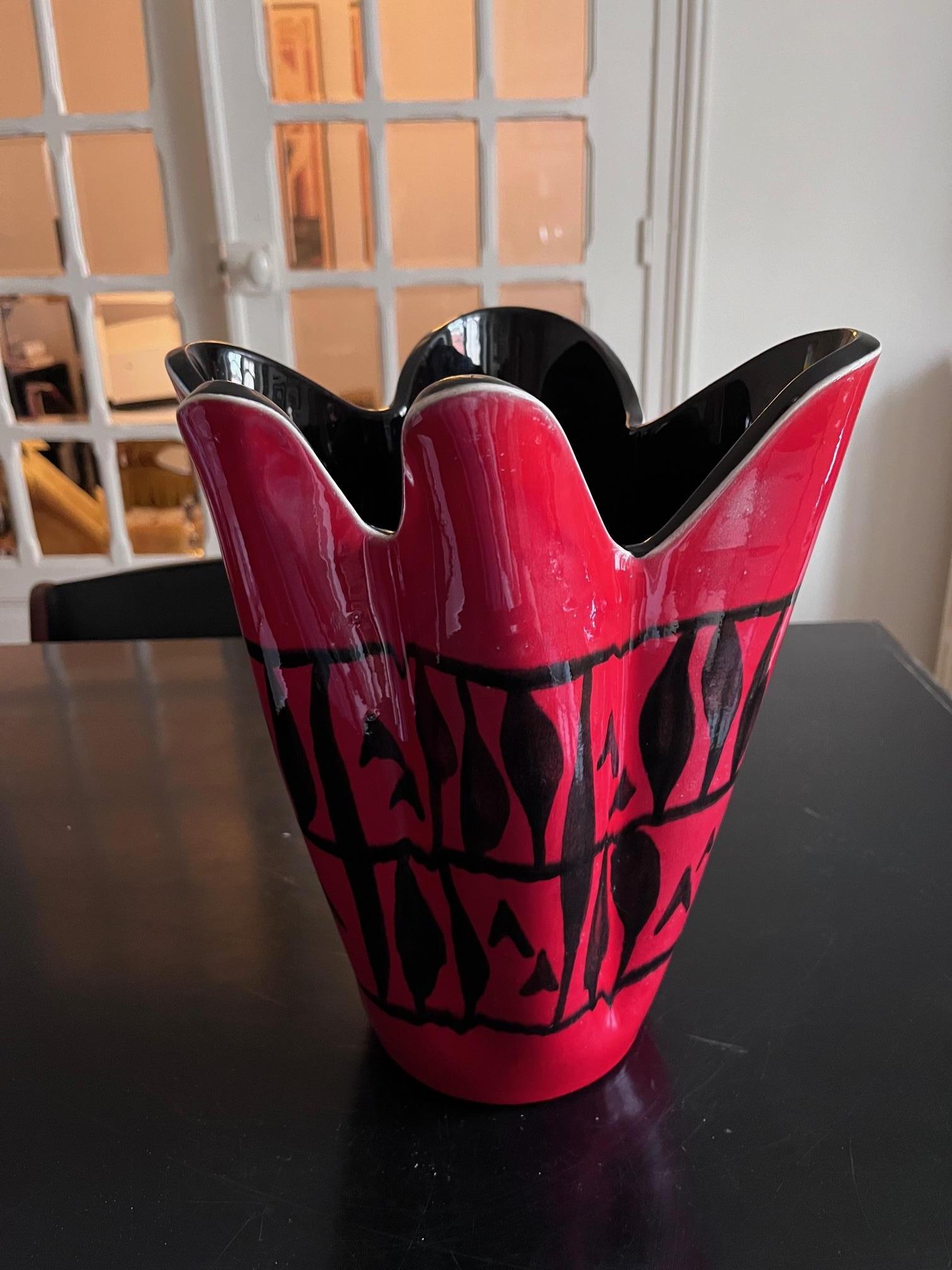 Große rote Elchinger-Vase  im Angebot 3