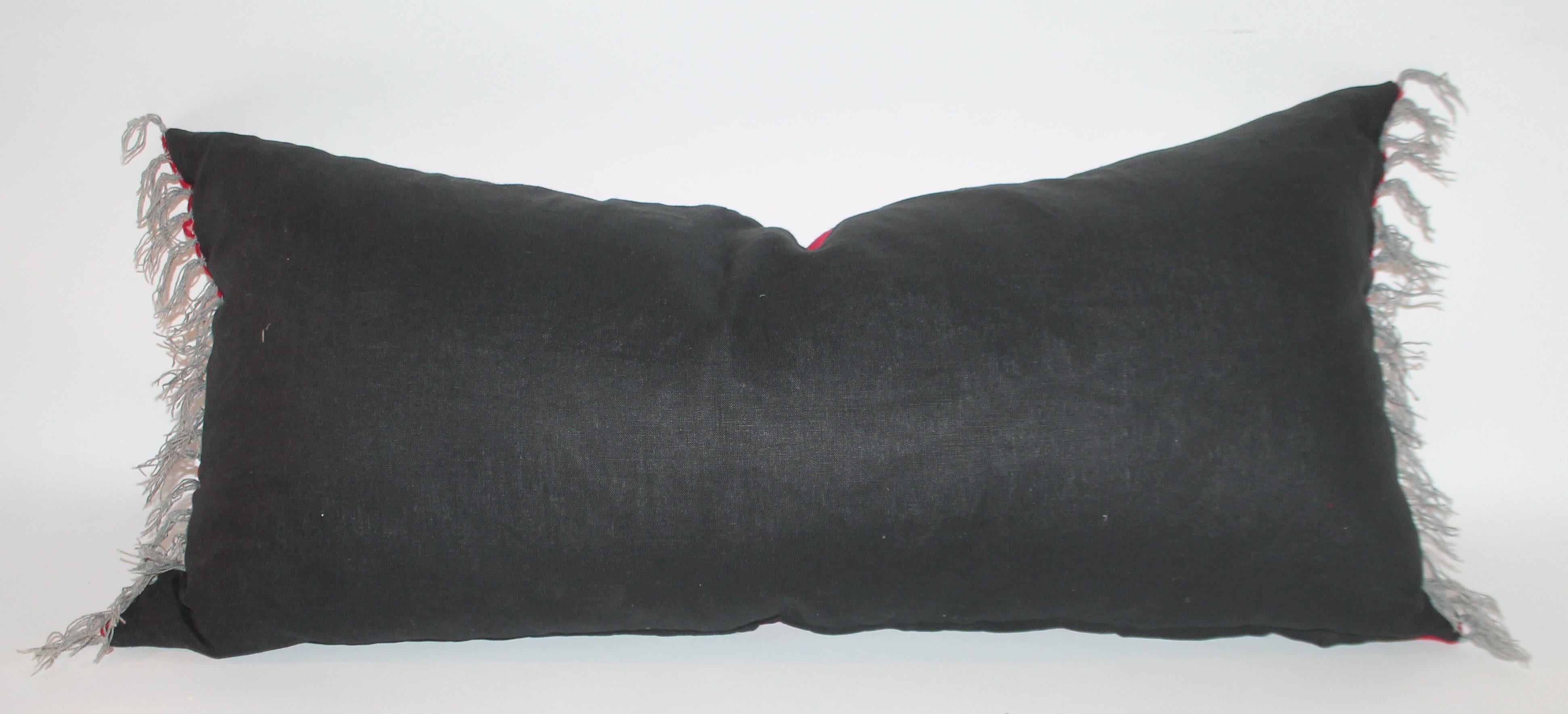 American Large Red Eye Dazzler Pillow with Fringe For Sale