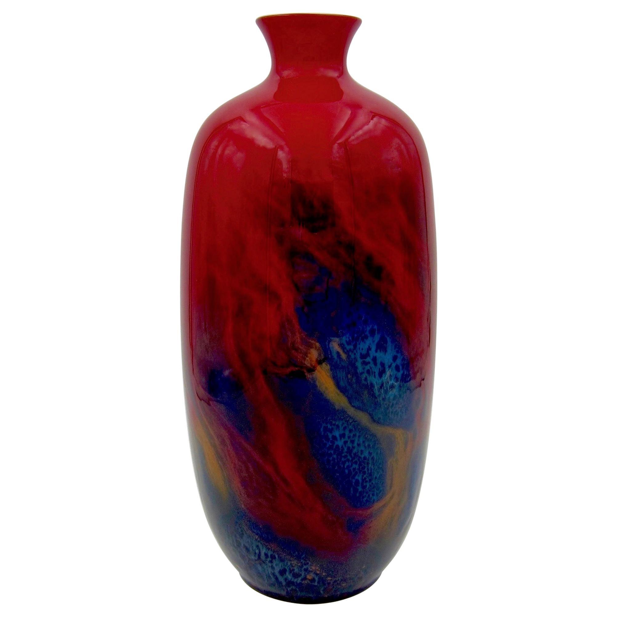 Large Red Flambé Art Deco Vase from Royal Doulton, circa 1930