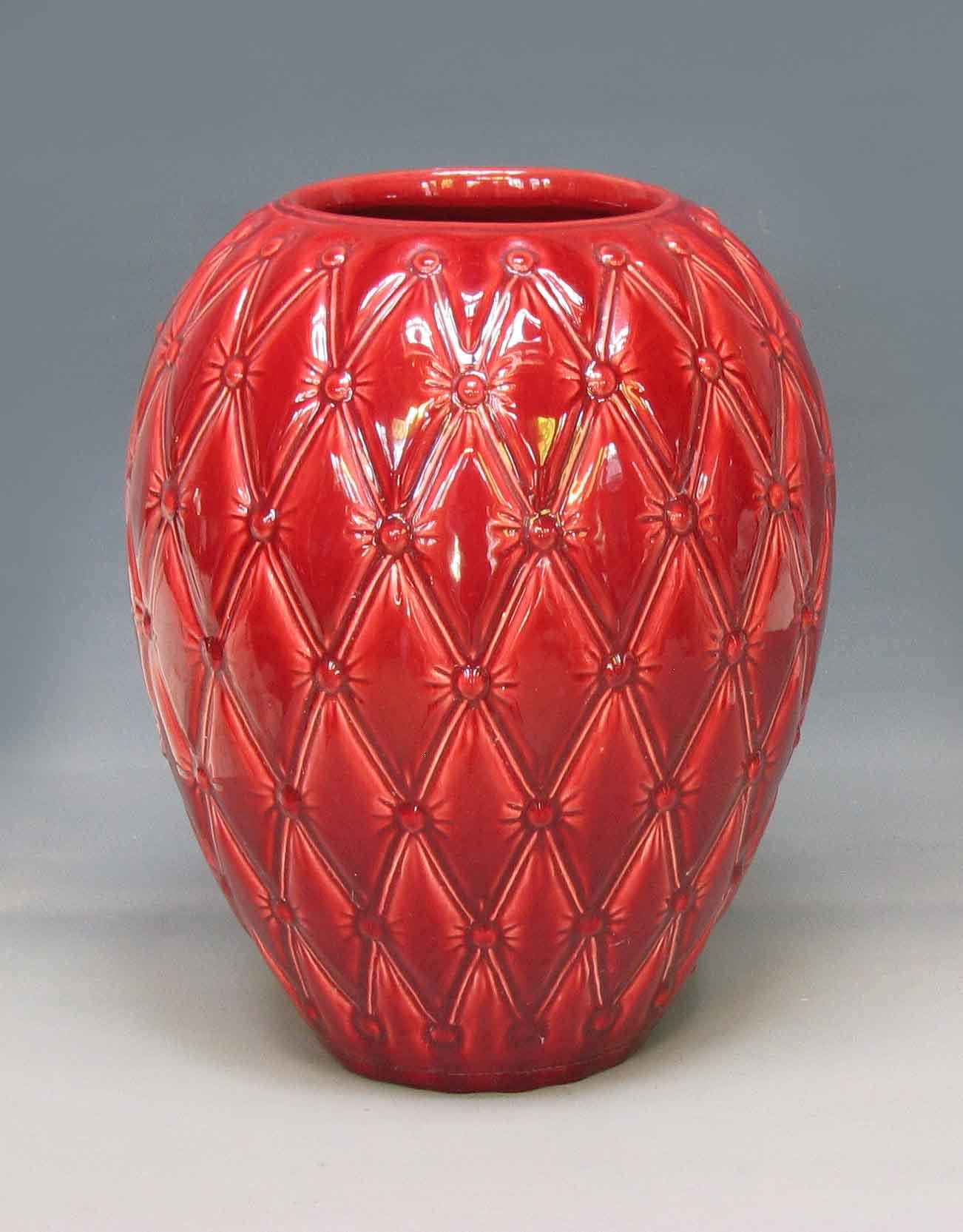 Große rot glasierte Art Studio-Keramik-Vase (Moderne der Mitte des Jahrhunderts) im Angebot