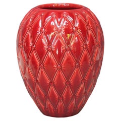 Grand vase en poterie de Studio Pottery à glaçure rouge