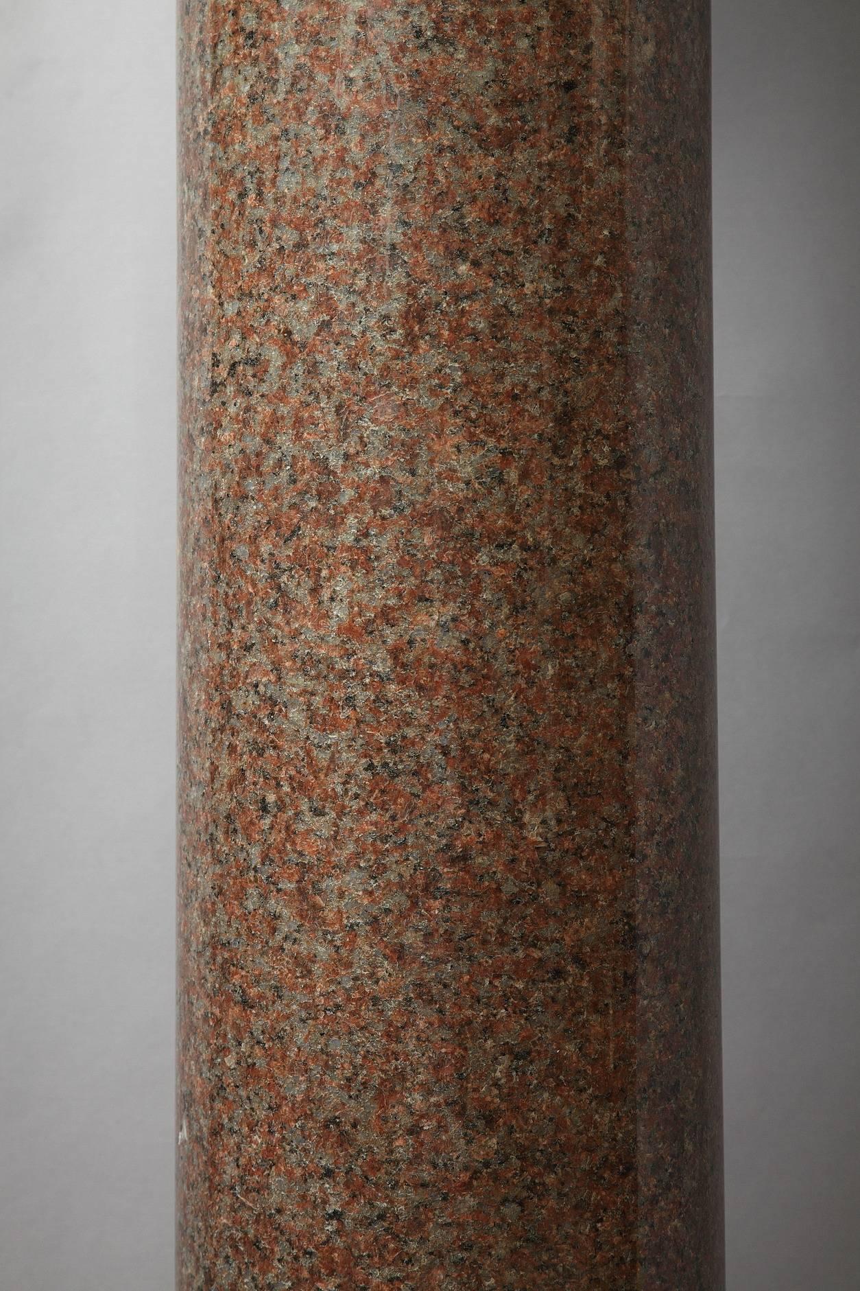 20th Century Large Red Granite and Bronze Column in Neoclassical Style