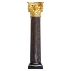 Large Red Granite and Gilt Bronze Column in Neoclassical style