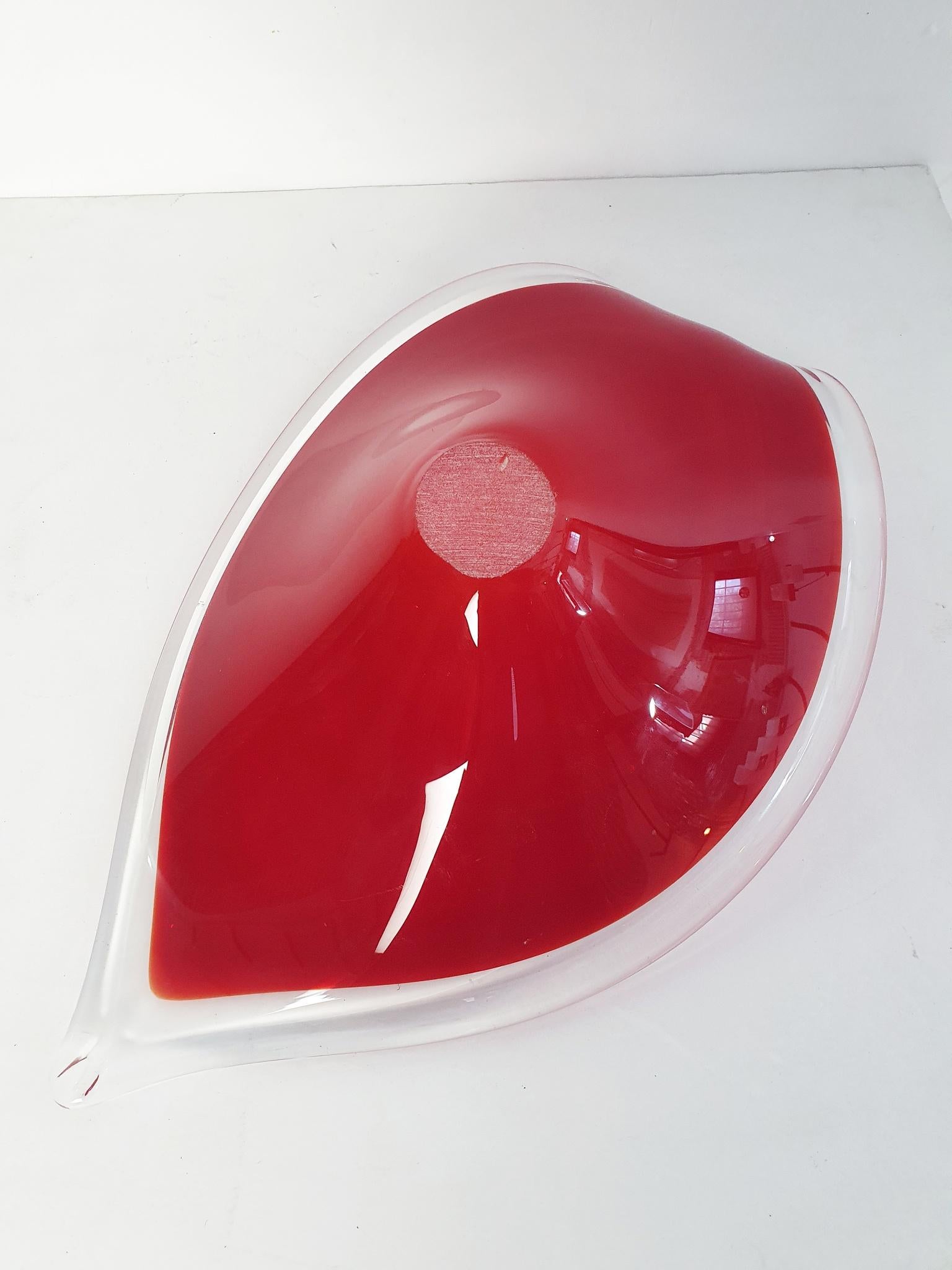 Grand bol rouge en verre de Murano fait main, Italie en vente 1