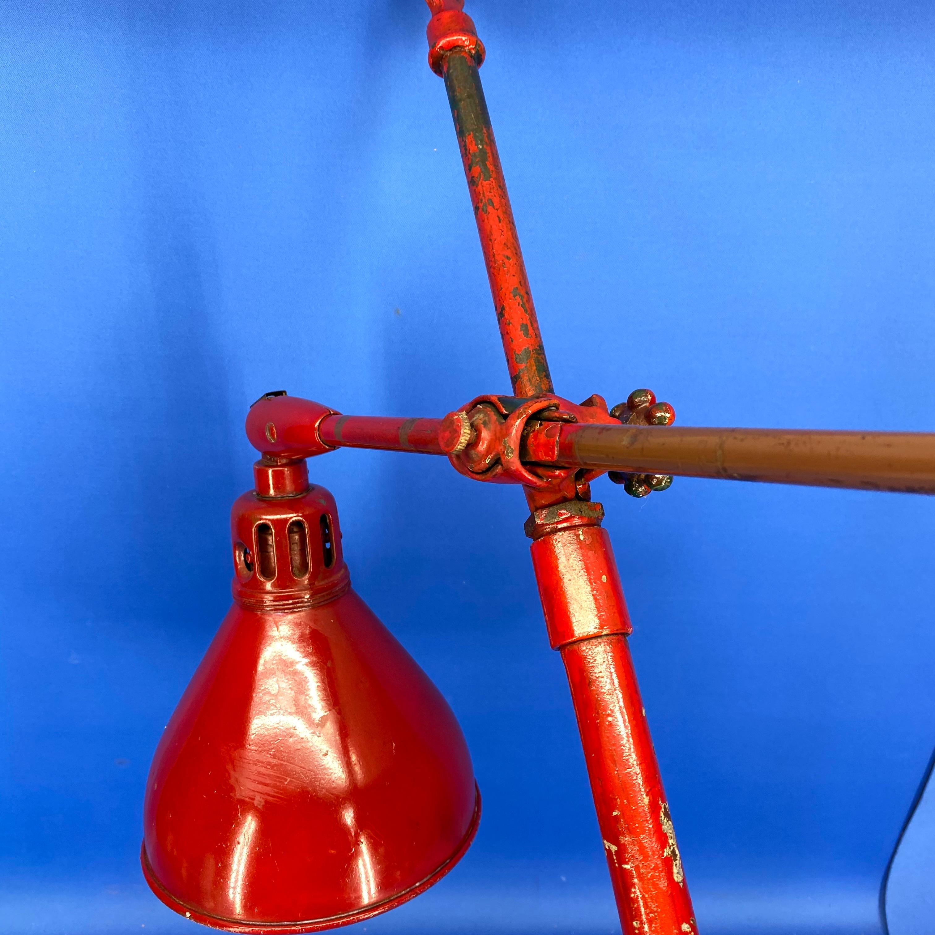 Large Red Industrial Metal Floor Lamp By O. C. White 4