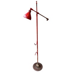 Antique Large Red Industrial Metal Floor Lamp By O. C. White