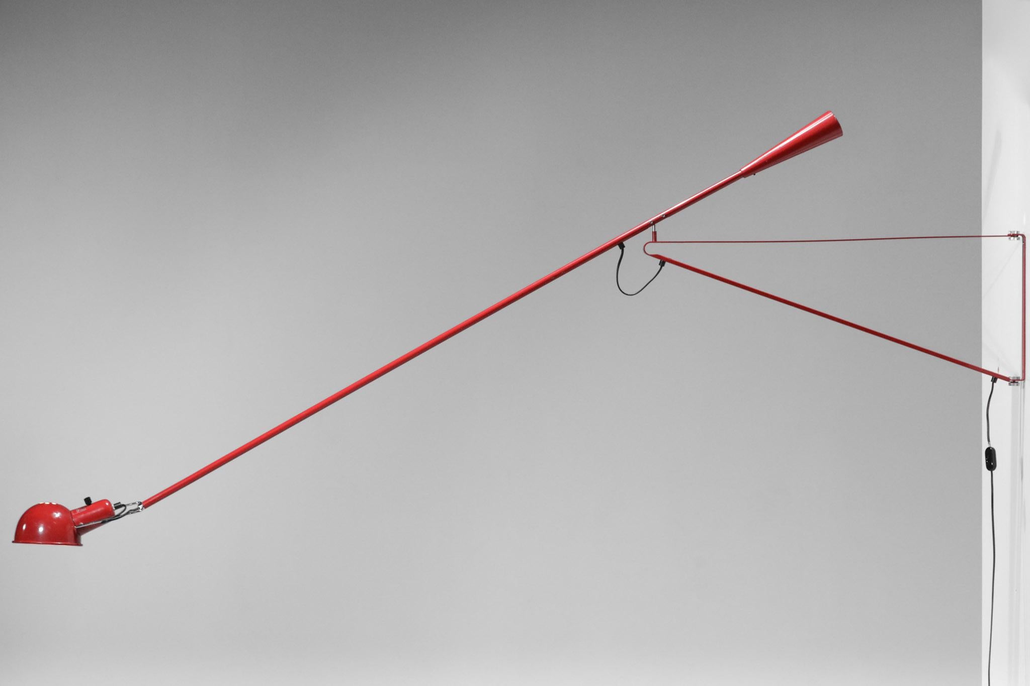 Large Red Italian Wall Lamp by Arteluce by Paolo Rizzato, 1980's F375 4