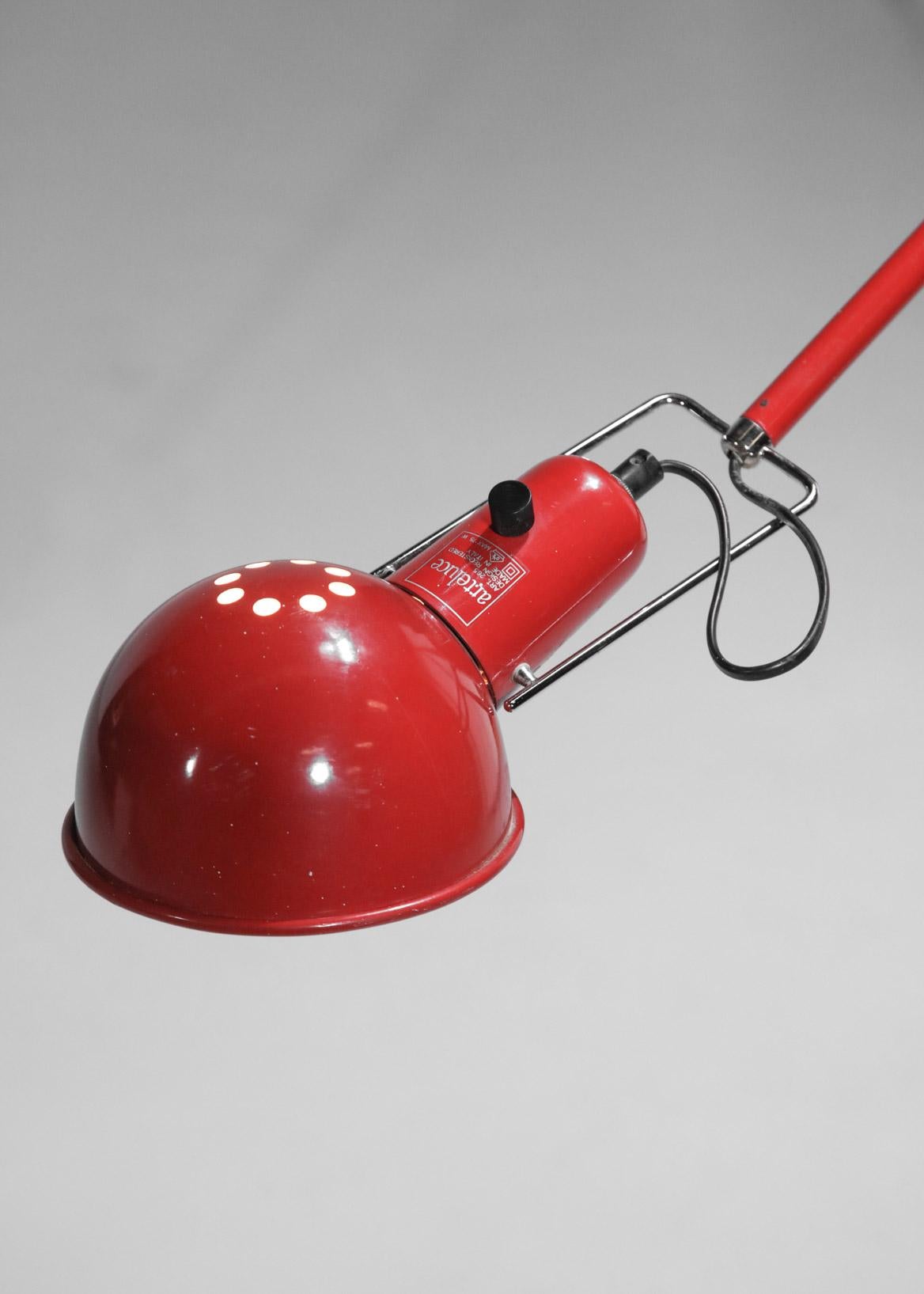 Metal Large Red Italian Wall Lamp by Arteluce by Paolo Rizzato, 1980's F375
