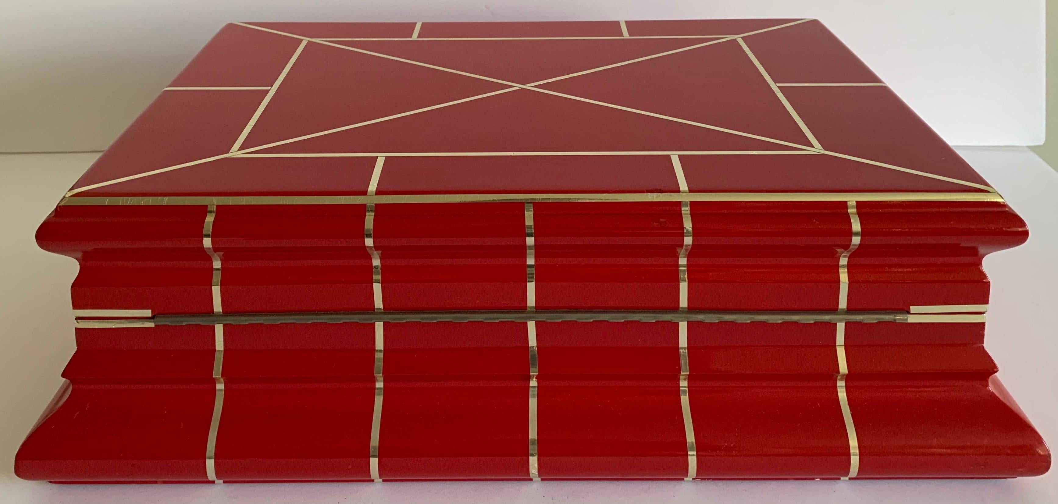 Red Lacquer Box Attributed to Karl Springer 2