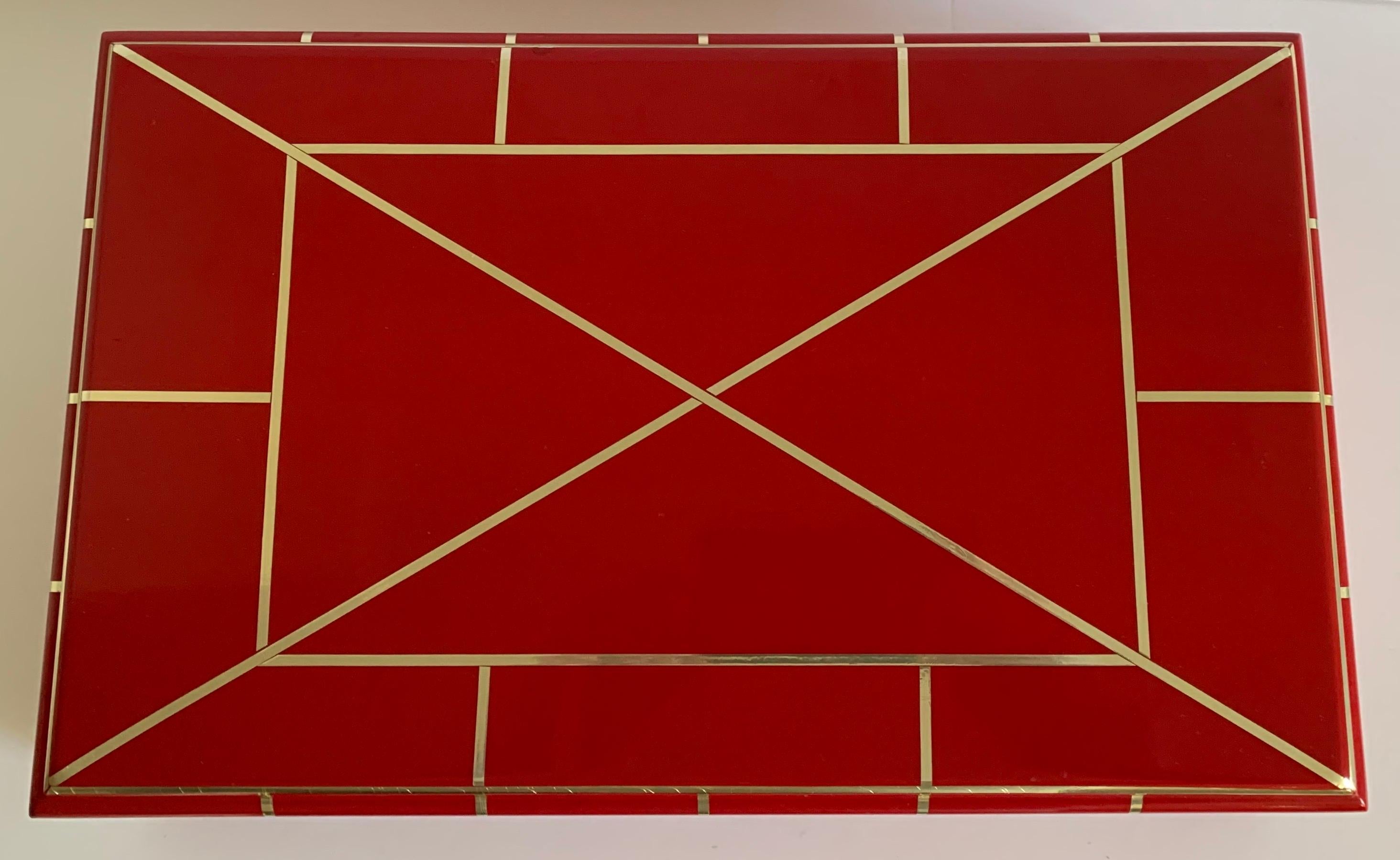 American Red Lacquer Box Attributed to Karl Springer