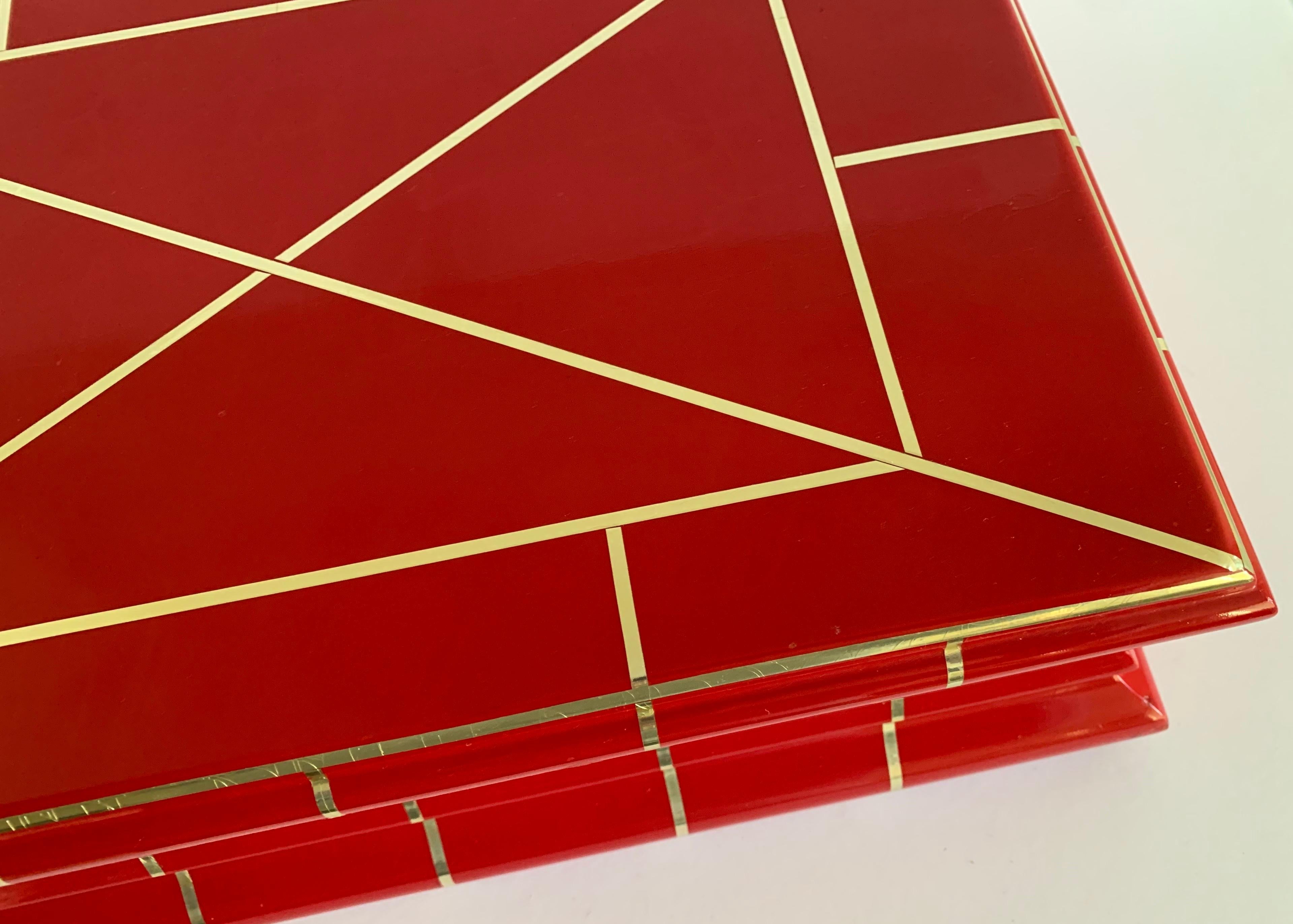 Lacquered Red Lacquer Box Attributed to Karl Springer