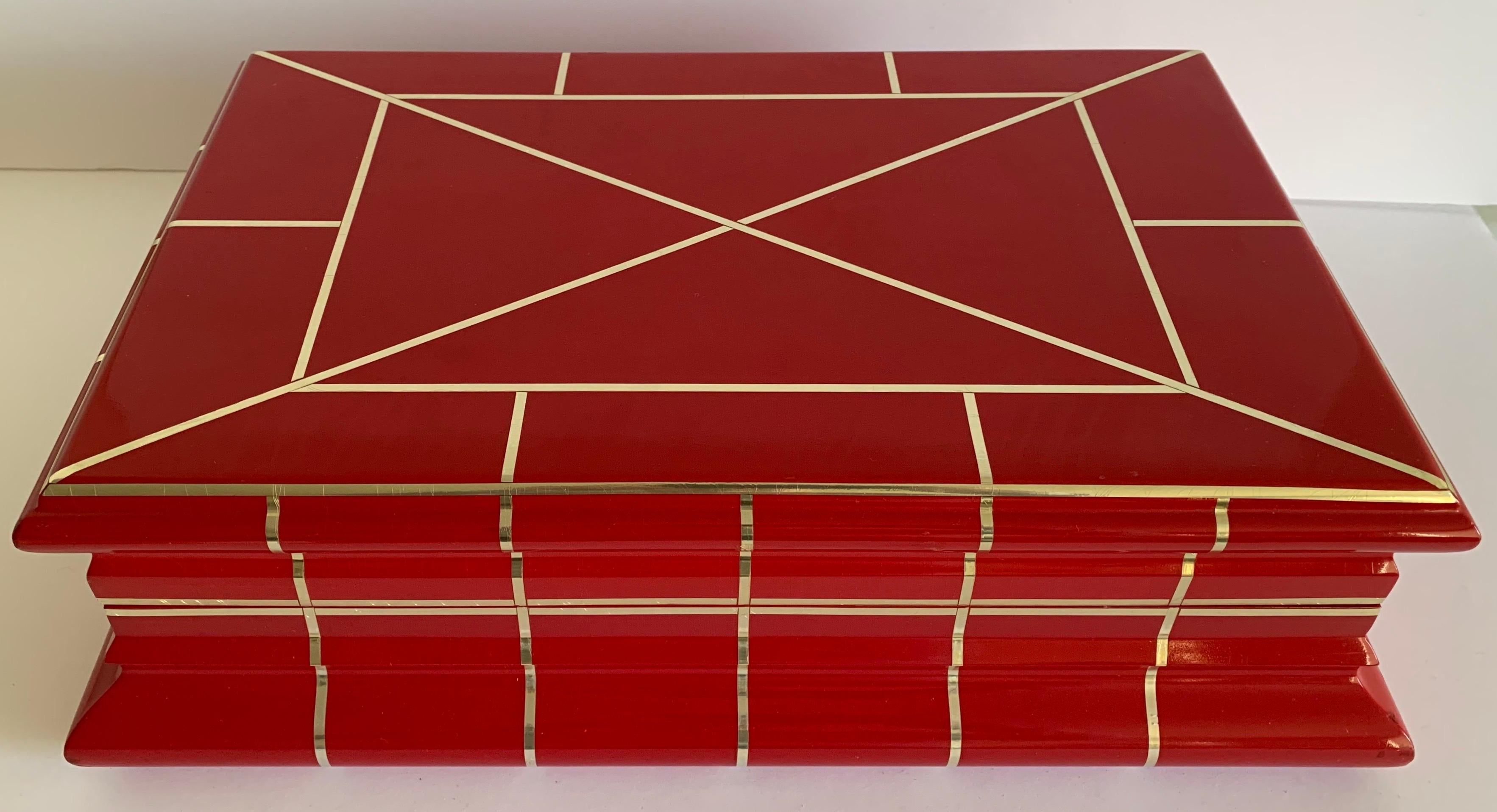 Late 20th Century Red Lacquer Box Attributed to Karl Springer