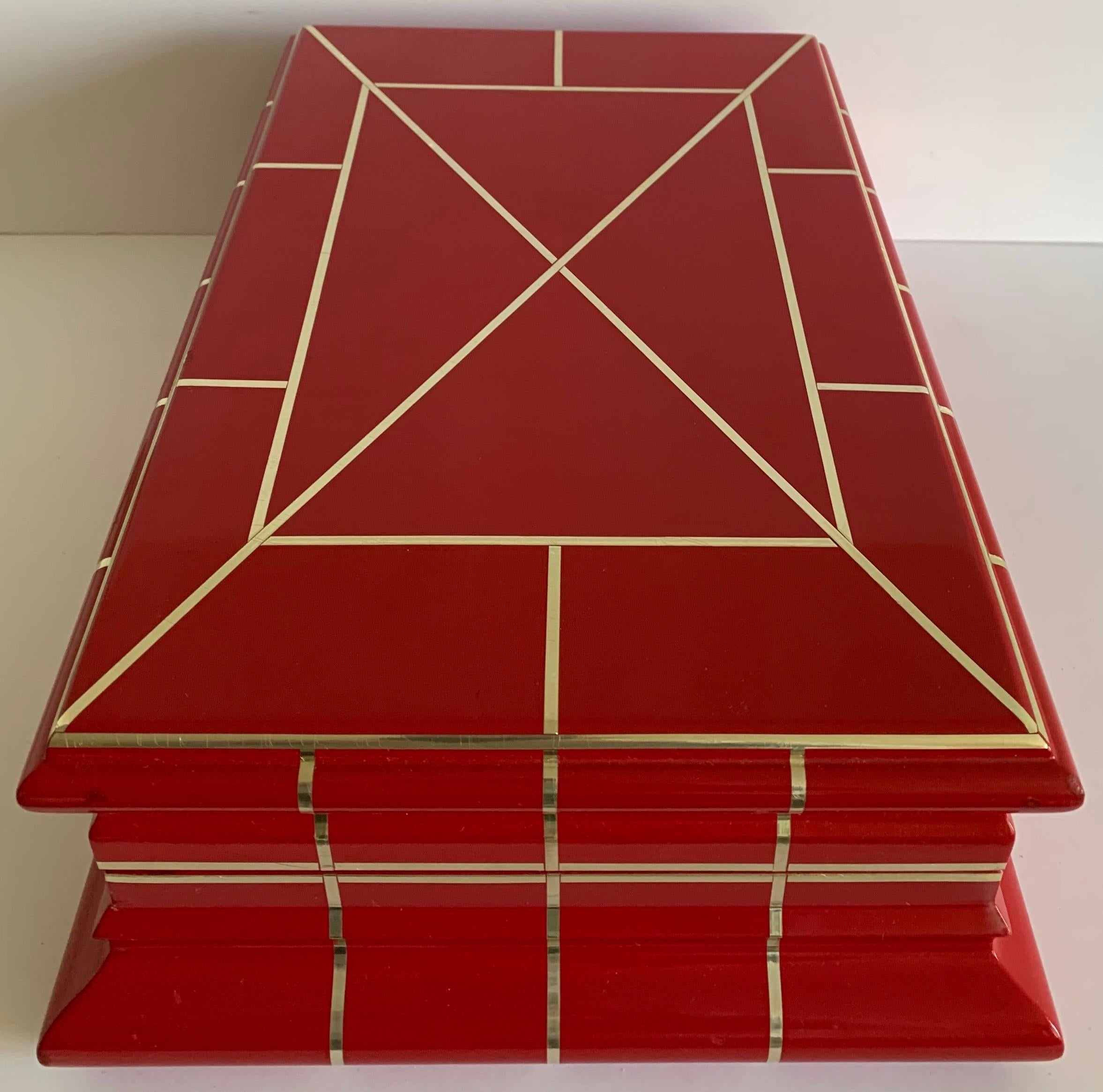 Red Lacquer Box Attributed to Karl Springer 1