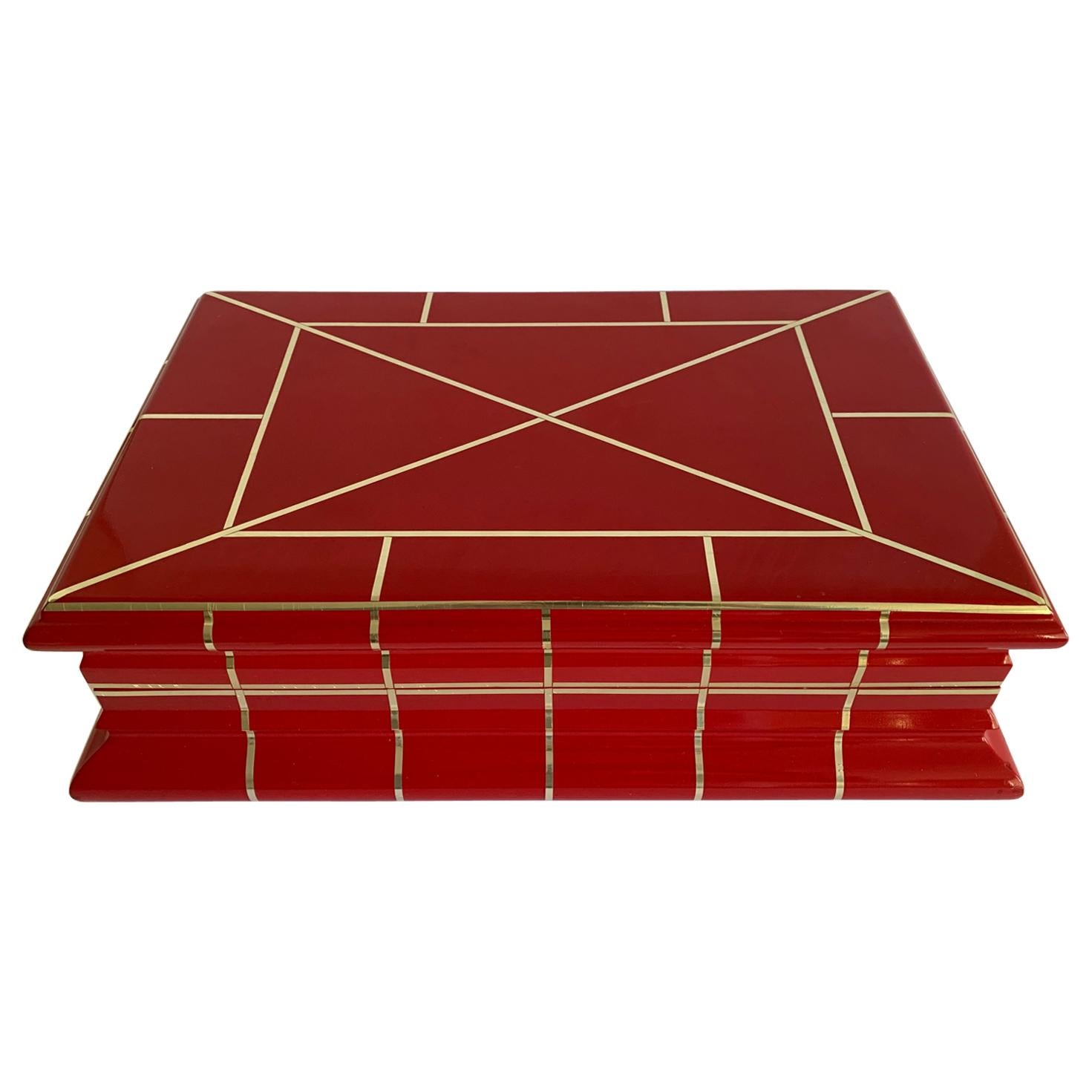 Red Lacquer Box Attributed to Karl Springer