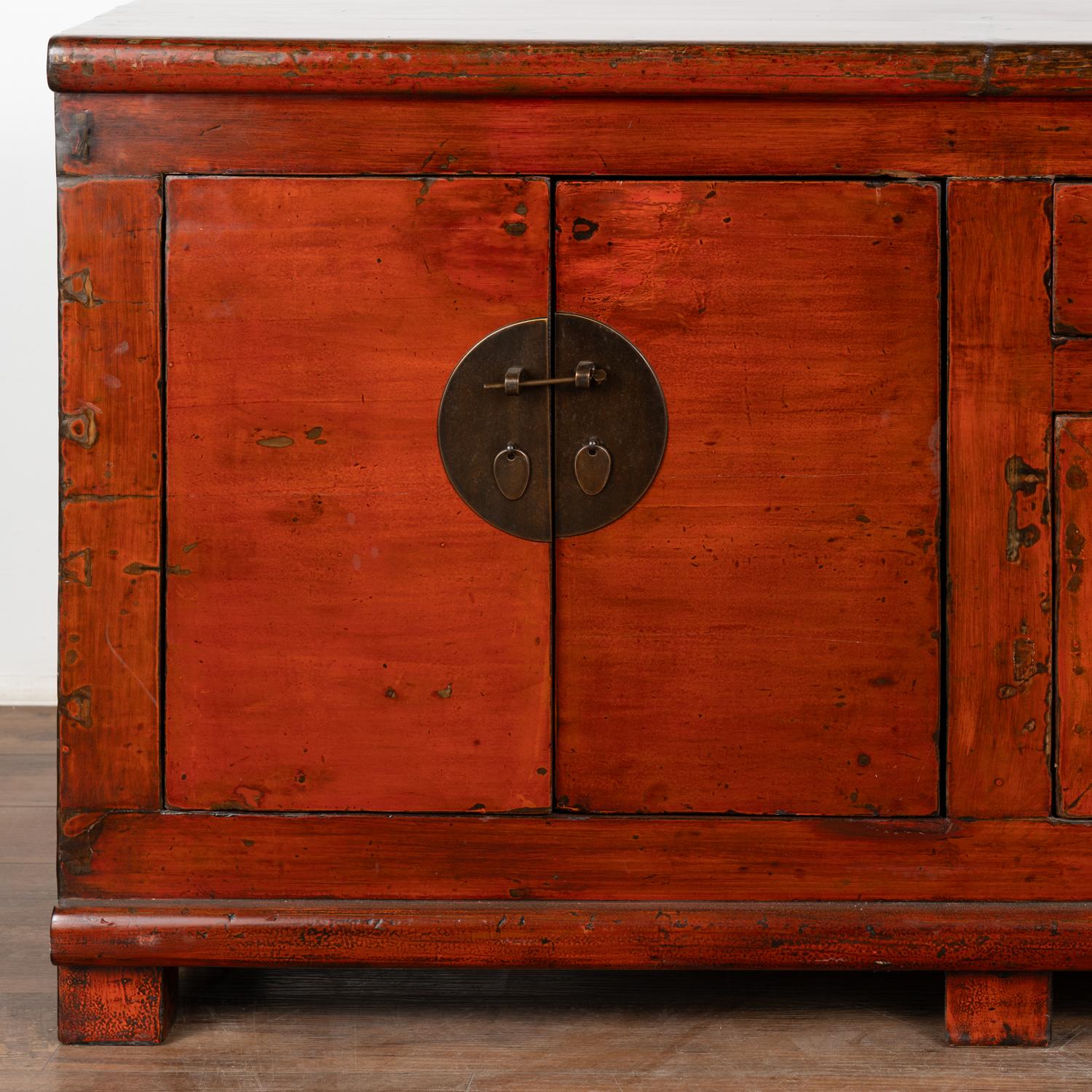 Large Red Lacquer Chinese Sideboard Console, circa 1860-80 4