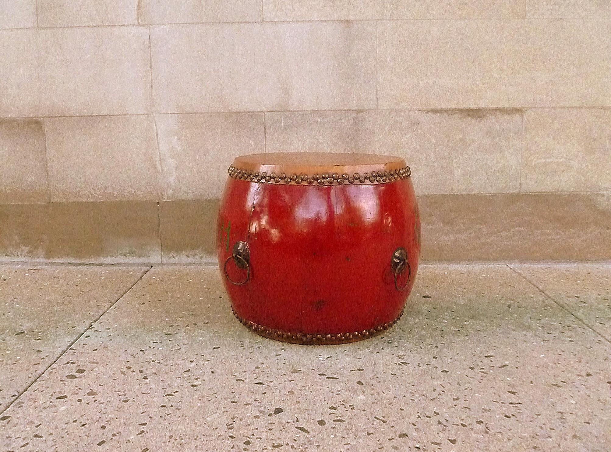 Large Red Lacquer Drum For Sale at 1stDibs