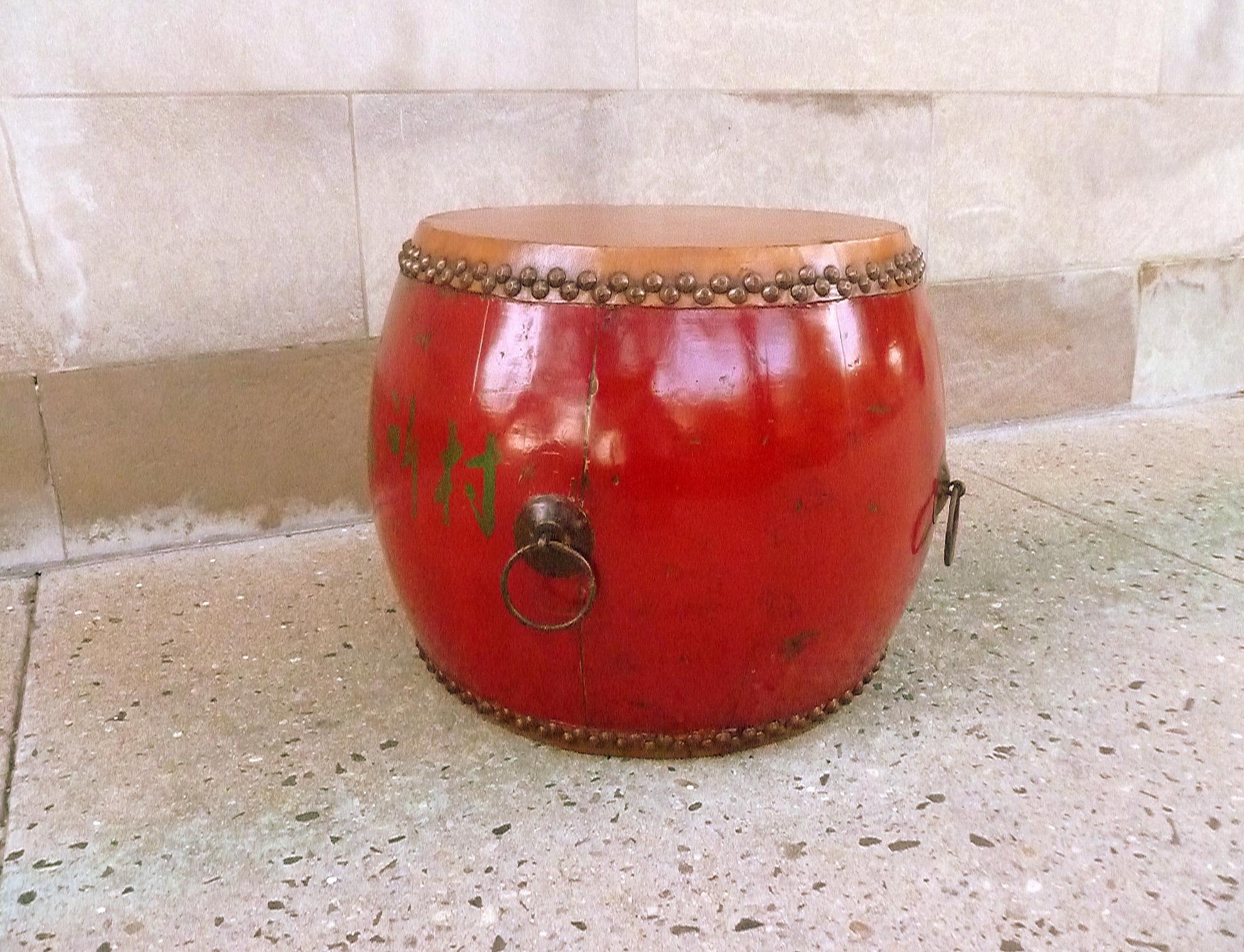 Large Red Lacquer Drum For Sale 1