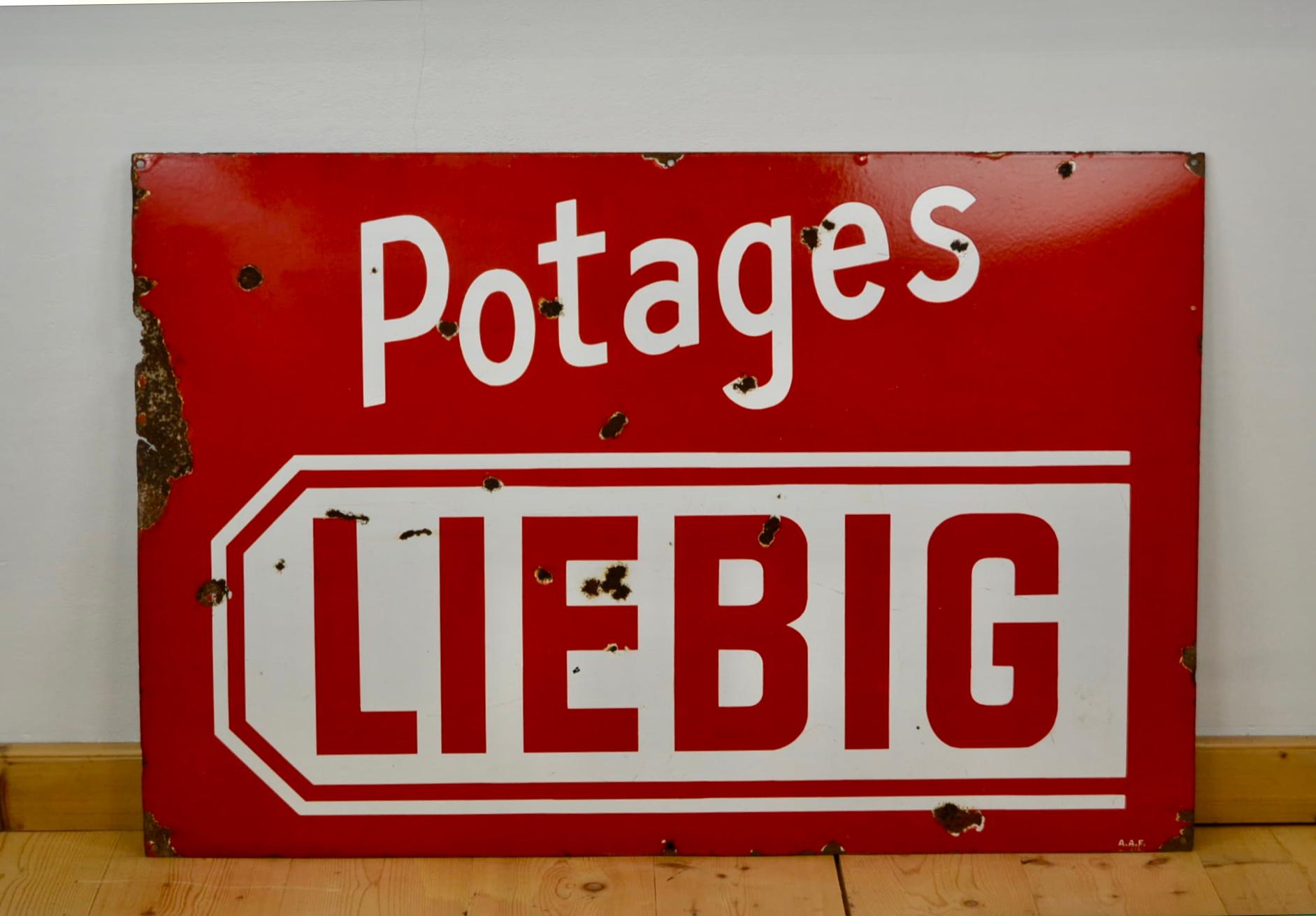 Modern Large Red Liebig Sign, 1950s For Sale