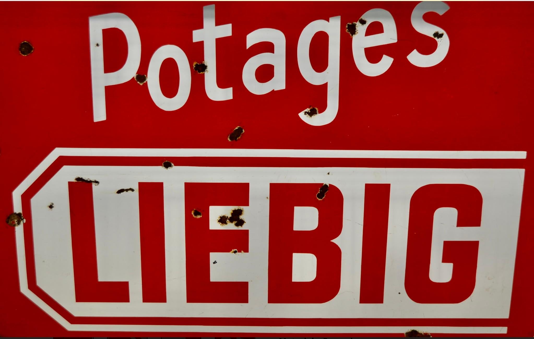 French Large Red Liebig Sign, 1950s For Sale