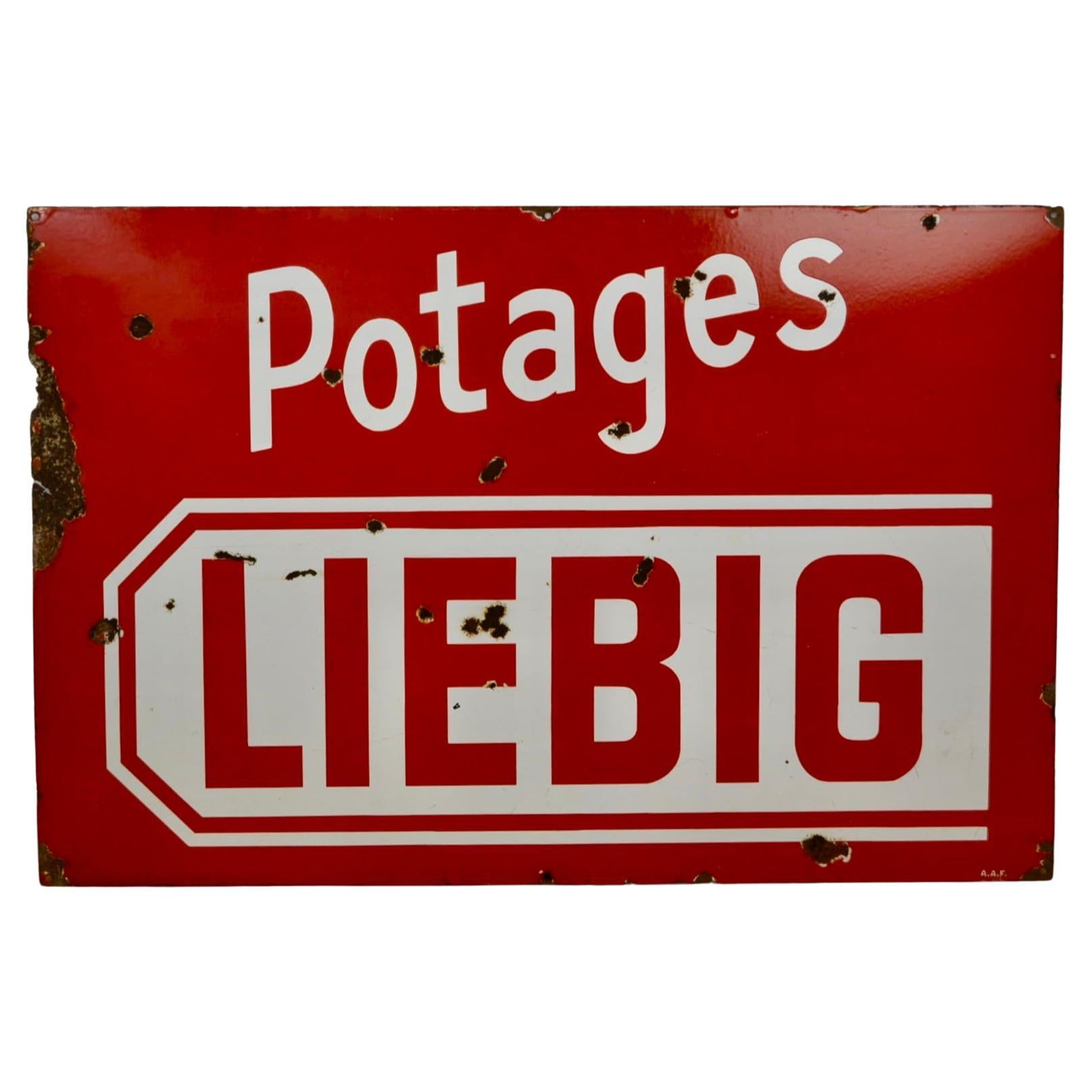Large Red Liebig Sign, 1950s For Sale