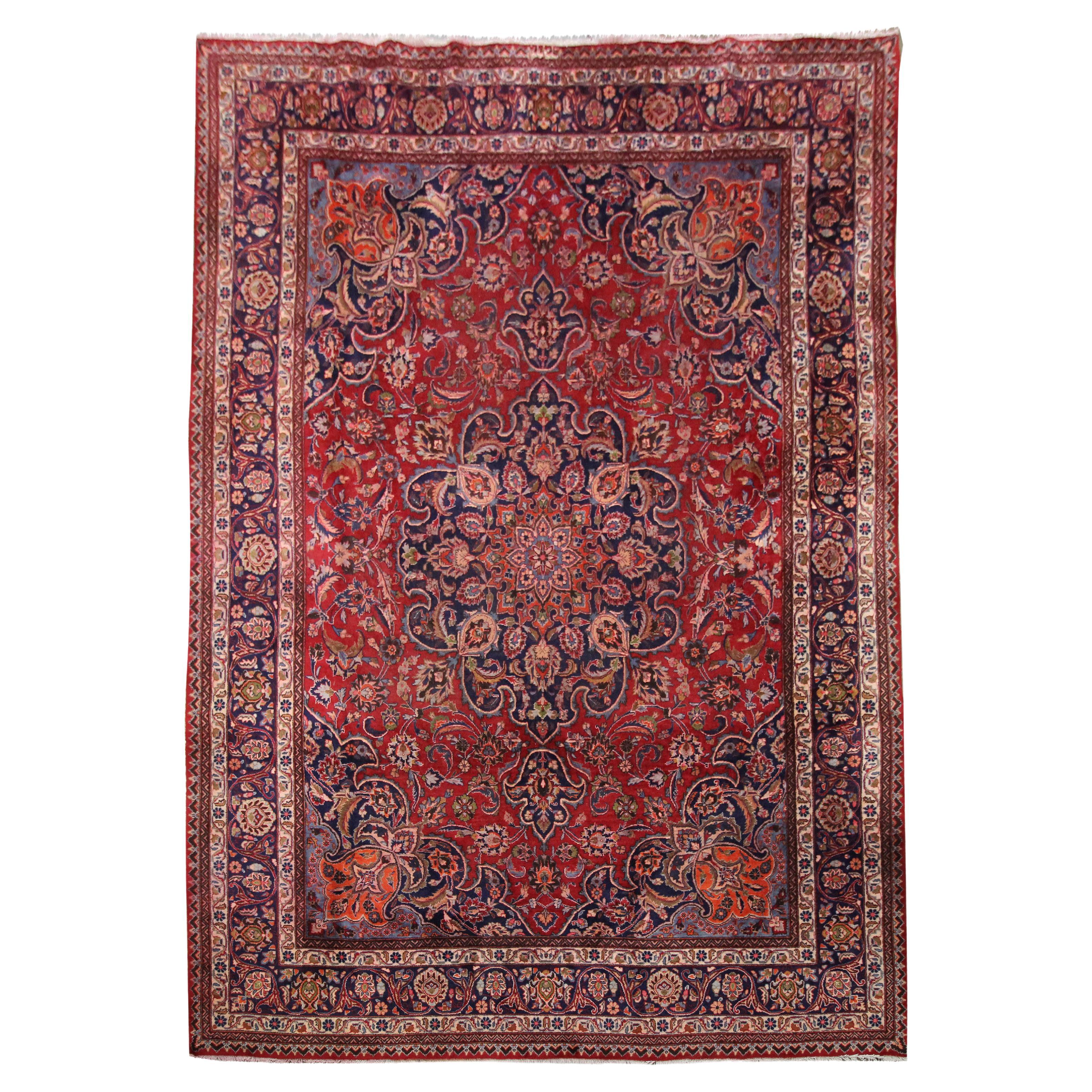 Large Red Living Room Rug Traditional Handmade Oriental Wool Area Rug For Sale