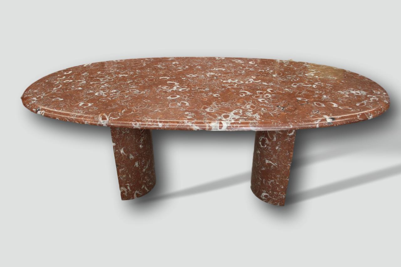 red marble table