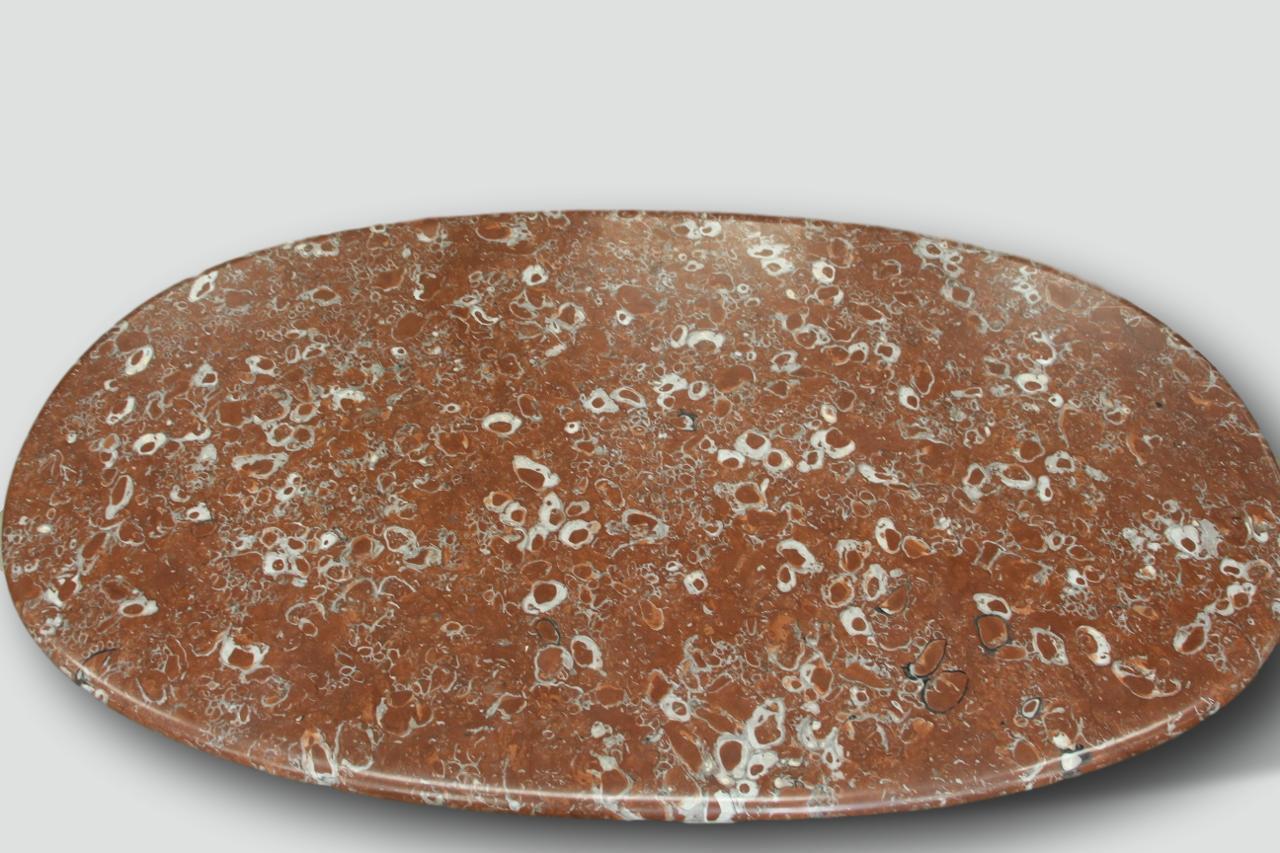 French Large Red Marble Dining Table, Maison Charles Year 1970
