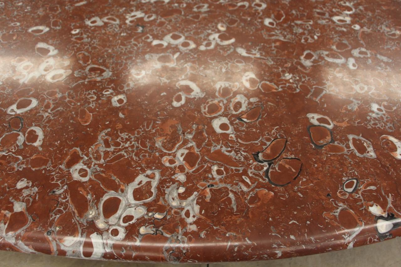 Large Red Marble Dining Table, Maison Charles Year 1970 In Good Condition In charmes, FR