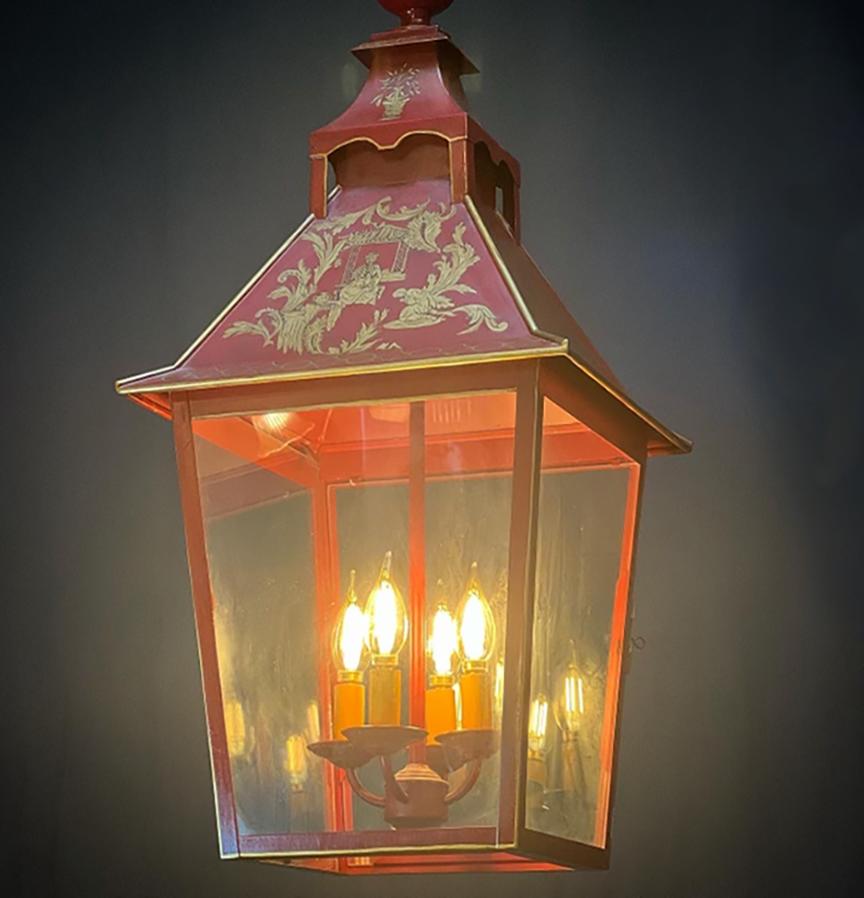 Chinoiserie Large, Red MCM Asian Kitsch lantern For Sale