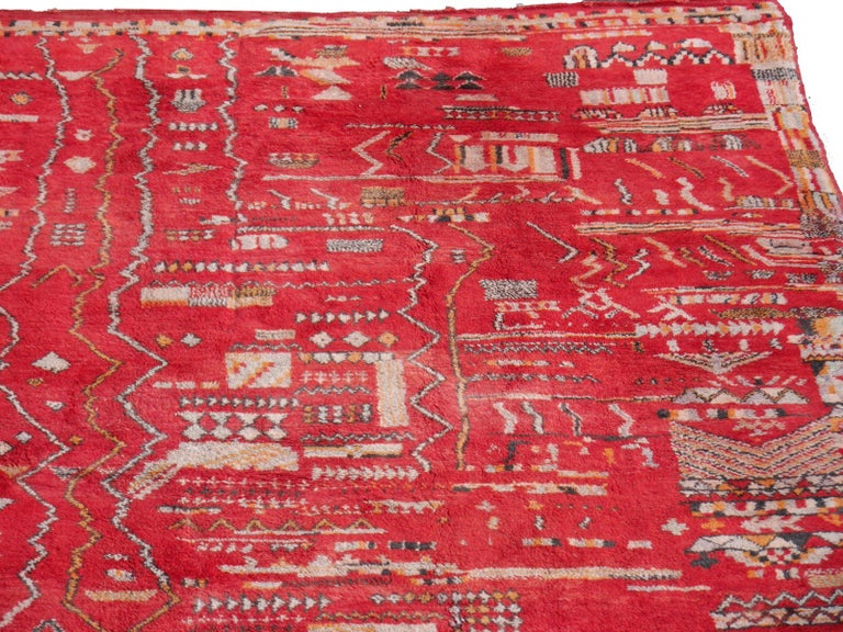 Red African Rug Large Red Moroccan Vintage Rug North African Tribal Design Djoharian ...