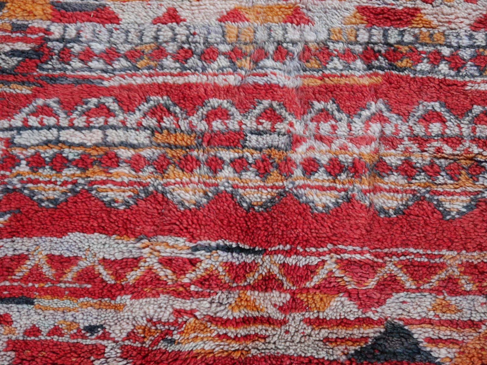 Large Red Moroccan Vintage Rug North African Tribal Design Djoharian Collection For Sale 2