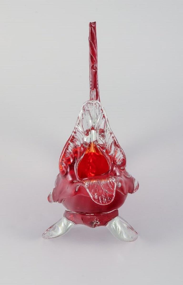 Large Red Murano Fish in Mouth-Blown Art Glass, 1960s/70s In Excellent Condition For Sale In Copenhagen, DK