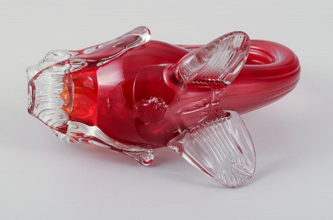 Mid-20th Century Large Red Murano Fish in Mouth-Blown Art Glass, 1960s/70s For Sale
