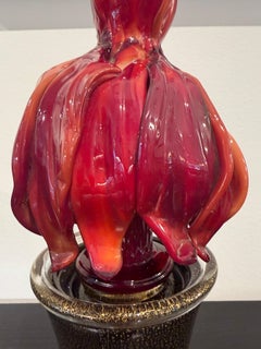 Large Red Murano Succulent Cactus Art Sculpture