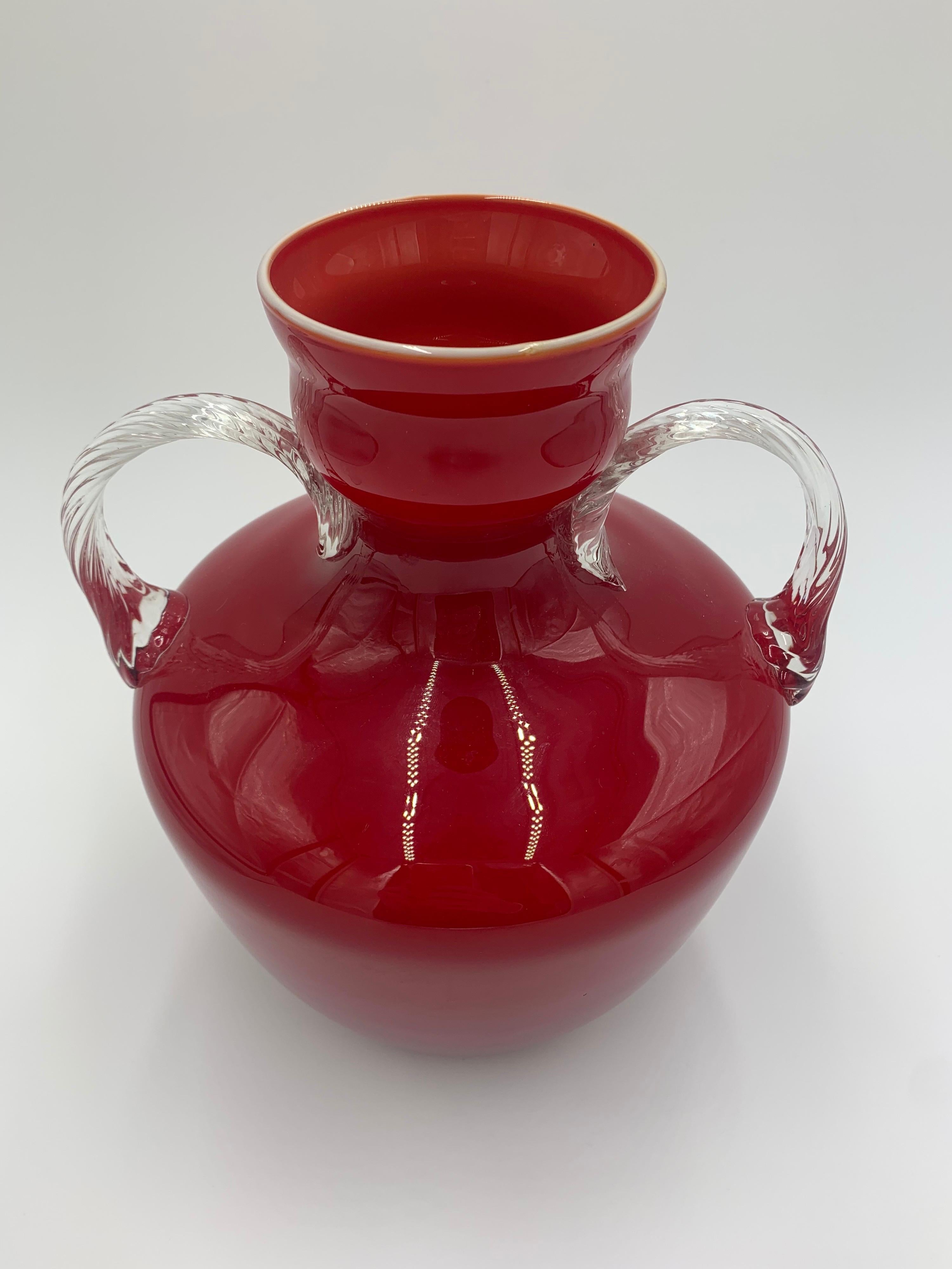 1960s red glass vase