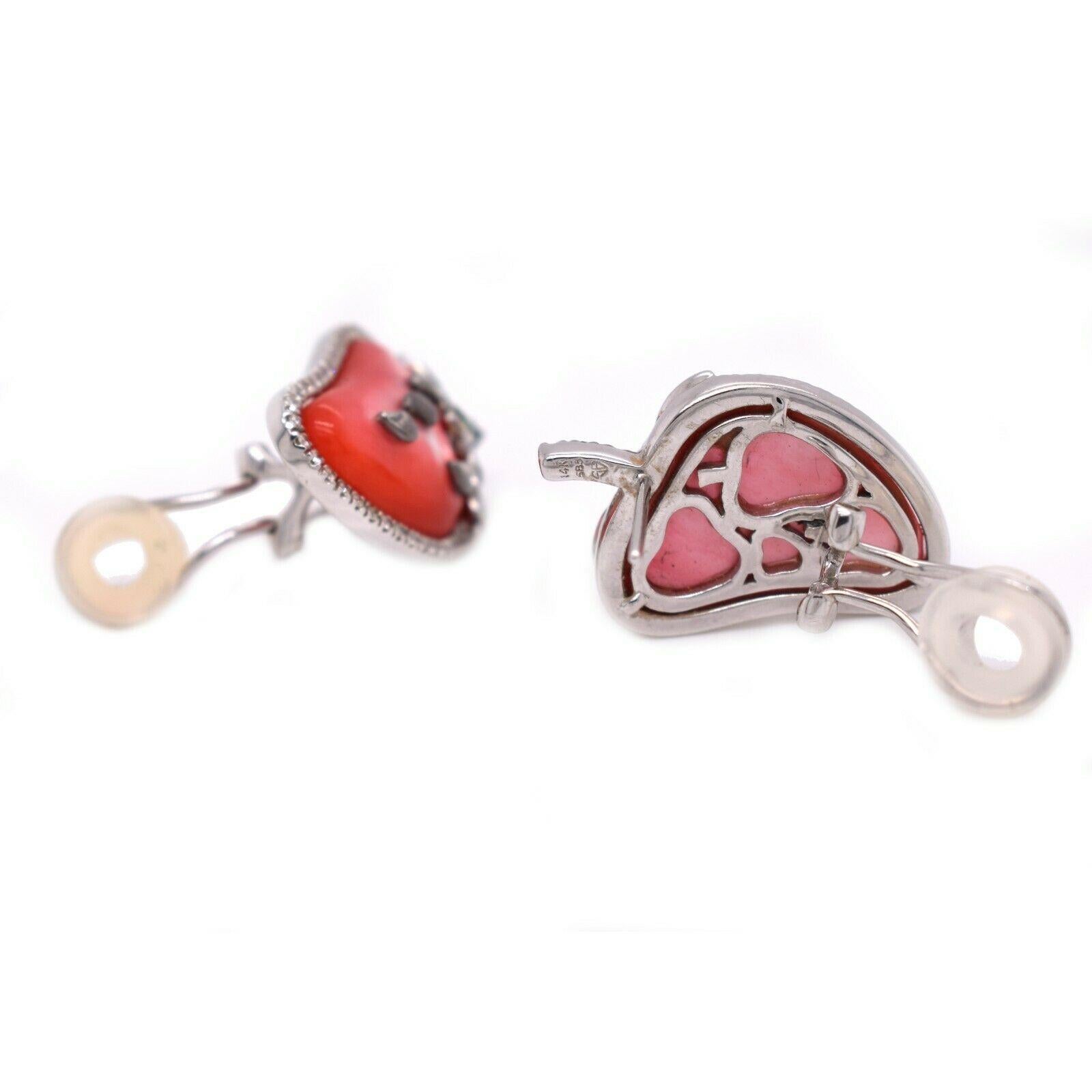 Style: Strawberry Earrings

Metal Type: White Gold

Metal Purity: 14k

Stones: 2 Large Red-Citrine Stones

                 Emeralds

                 Round Diamonds

Total Item Weight (grams): 14.55

Dimensions: approx. 1.25 inches x 0.75