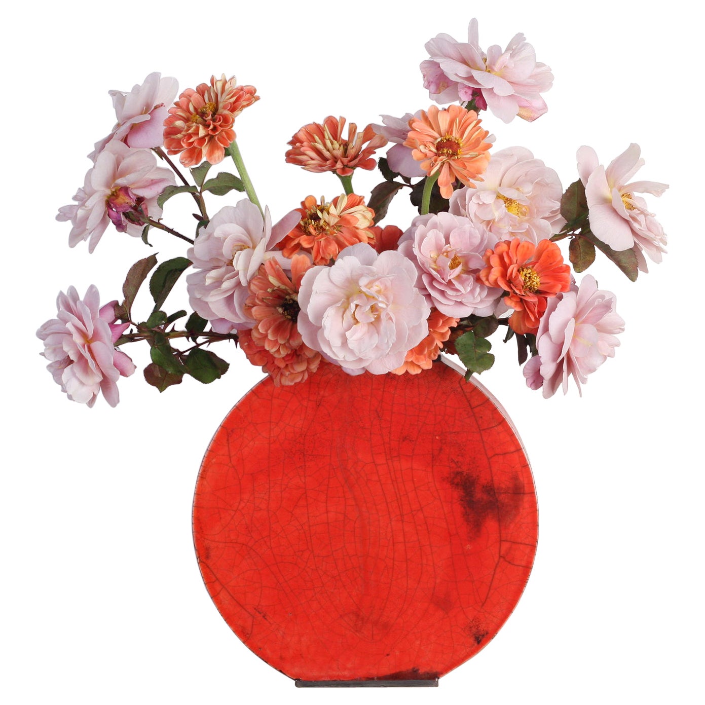 Large Red Orange Vase by Doa Ceramics For Sale