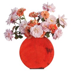 Large Red Orange Vase by Doa Ceramics
