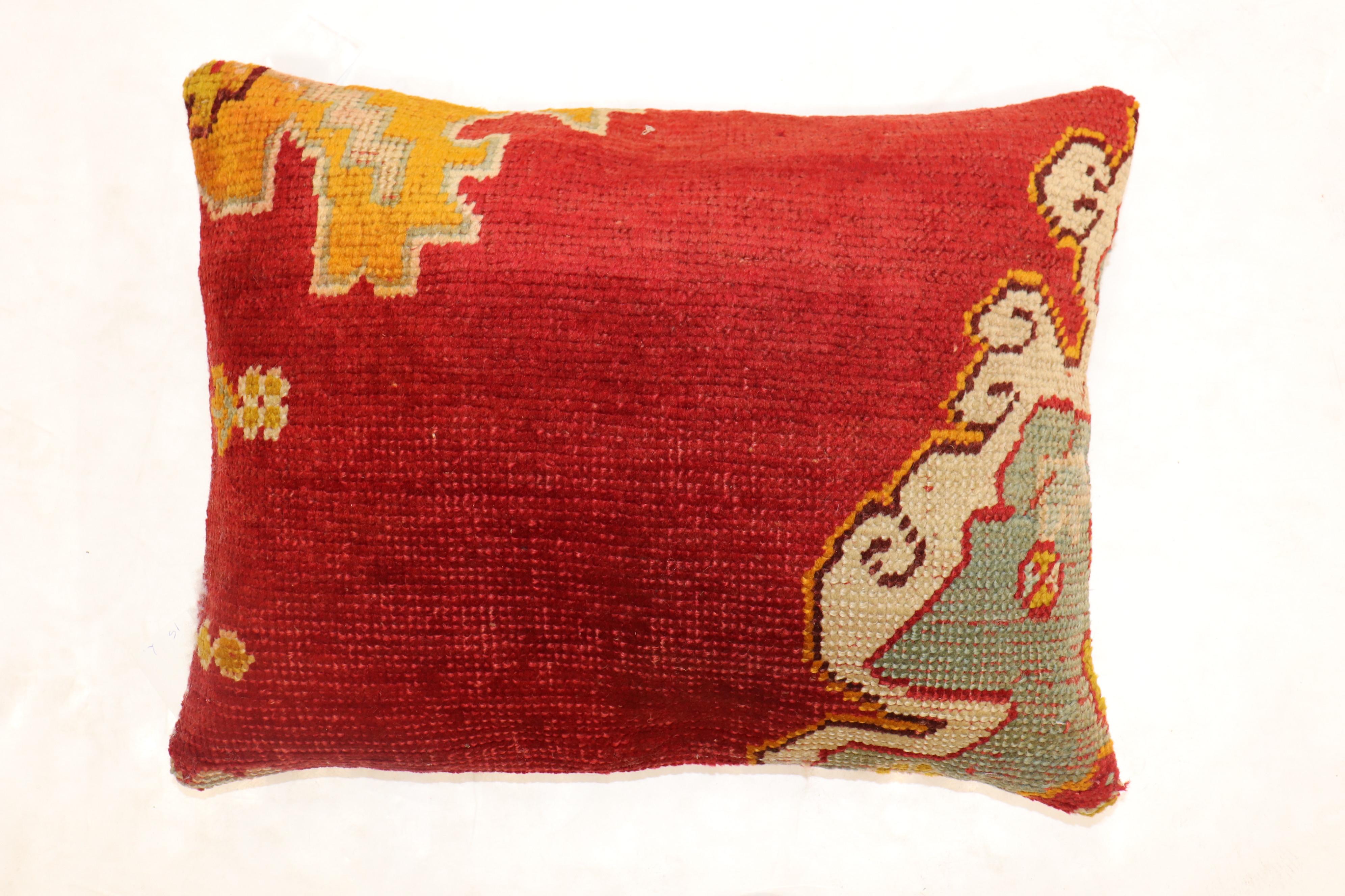 Agra Large Red Oushak Rug Pillow For Sale