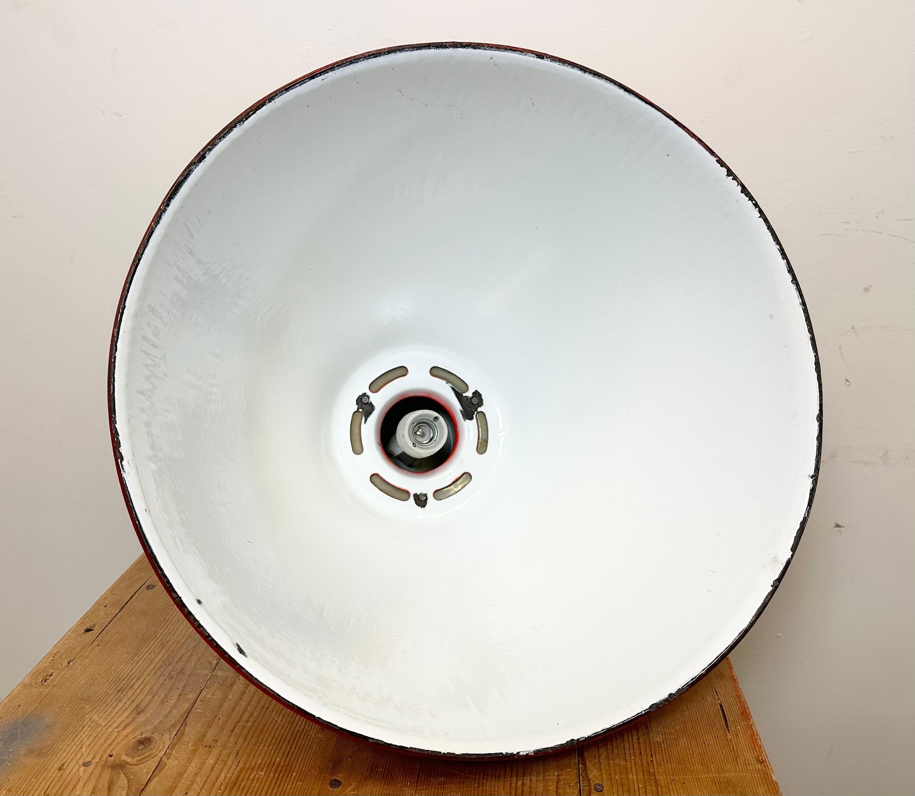 Large Red Painted Industrial Factory Lamp from Elektrosvit, 1960s For Sale 8