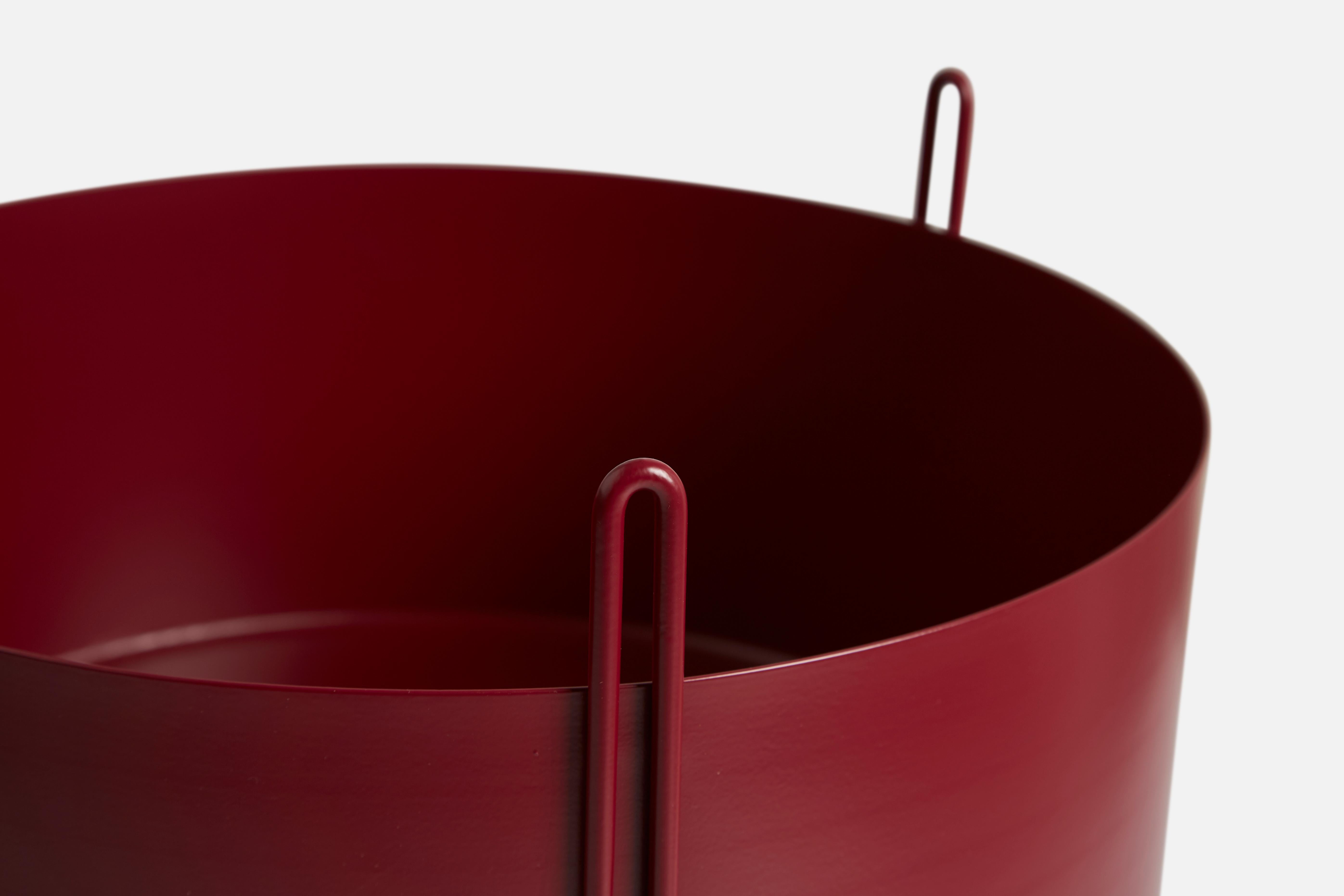 Post-Modern Large Red Pidestall Planter by Emilie Stahl Carlsen