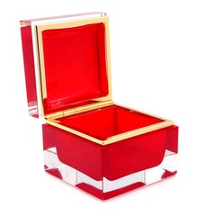 Caja de joyas cuadrada grande de color rojo