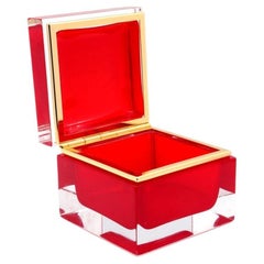 Caja de joyas cuadrada grande de color rojo