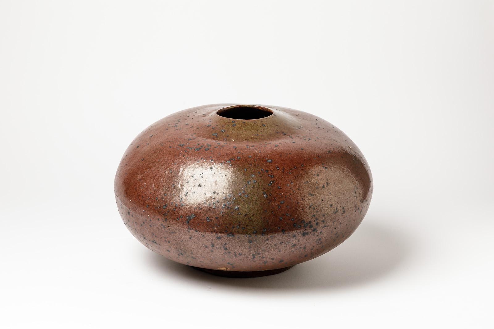 Mid-Century Modern Large Red Stoneware 20th Century Ceramic Vase circa 1960 handmade Pottery