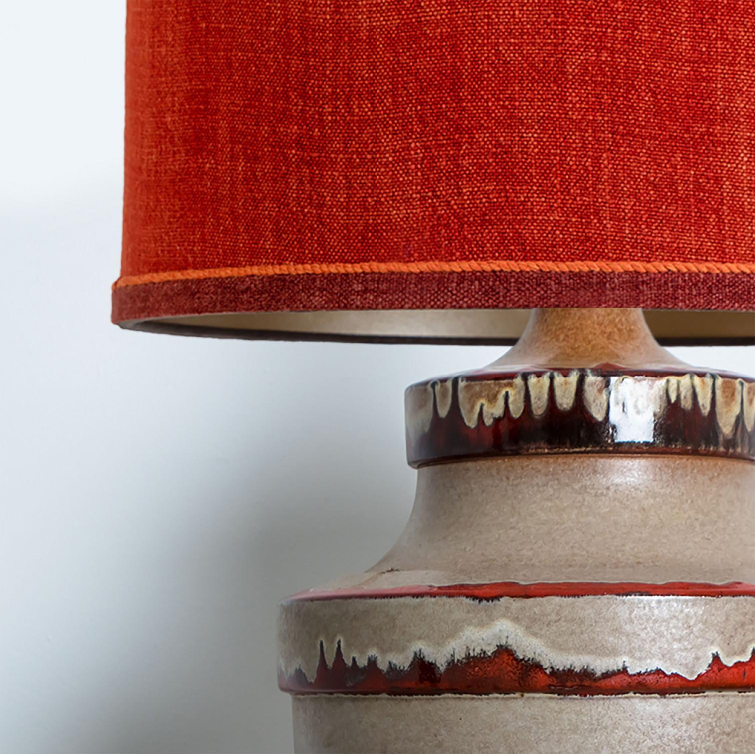 20th Century Large Red Taupe Ceramic Table Lamp, Germany For Sale