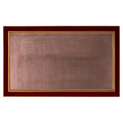 Large Red Velvet Bronze wall Mirror  1960s Italy
